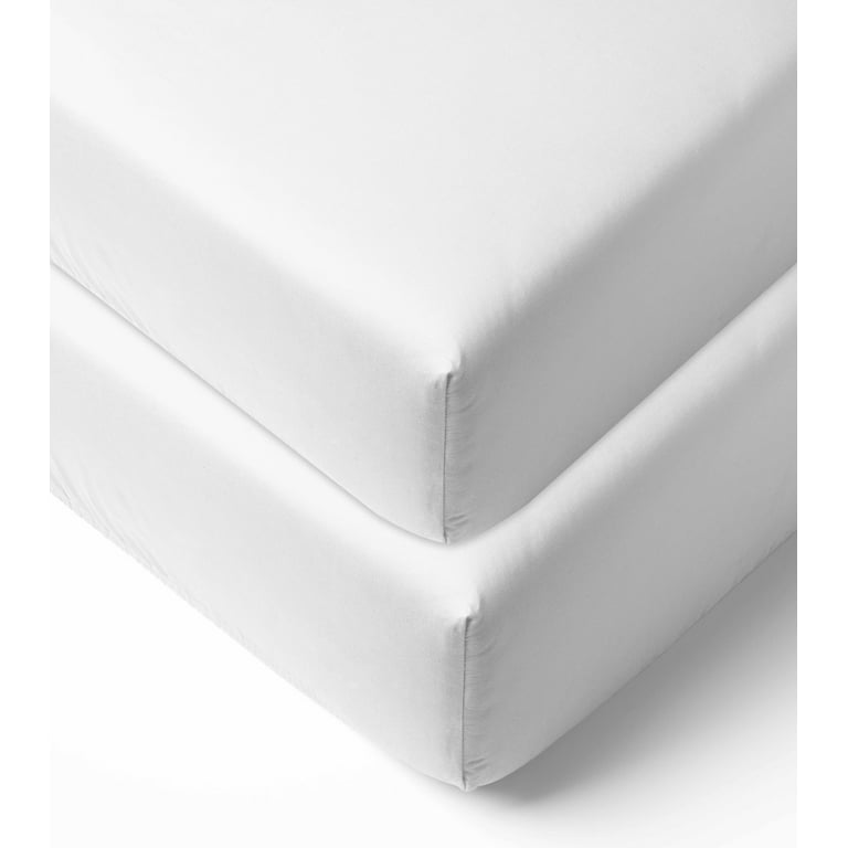 Bacati 2 Piece Muslin Crib Sheets Solid White WHMU2CS 
